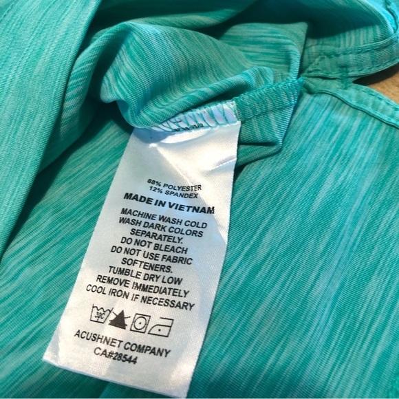 FootJoy Short Sleeve Golf Shirt Polo Mens Medium Teal Black Stripe ThriveHive - Picture 7 of 10